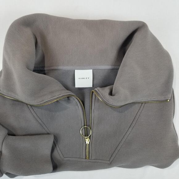 Varley Vine Half Zip Ottoman Sweatshirt Womens Large Gray Funnel Collar Pullover - Picture 1 of 16